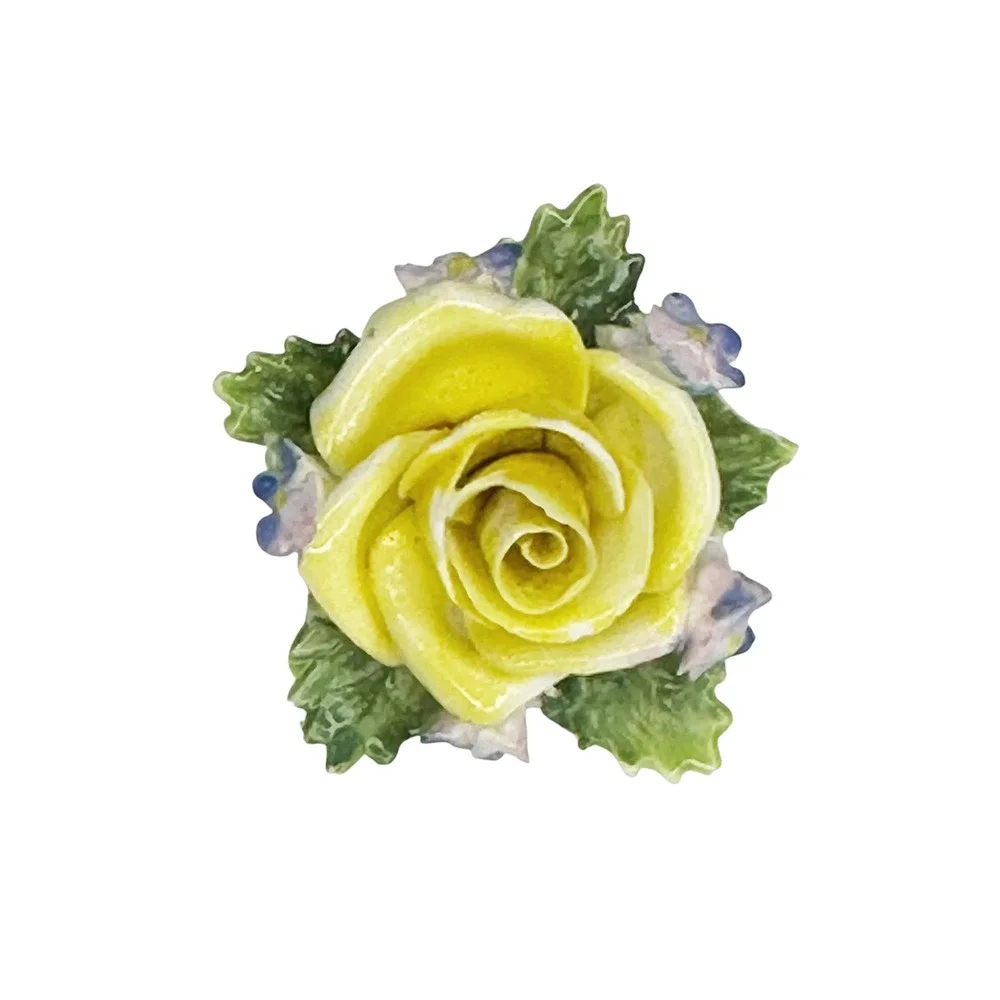 VINTAGE Enamel Rose Brooch • yellow, green, purple • floral boho cottage